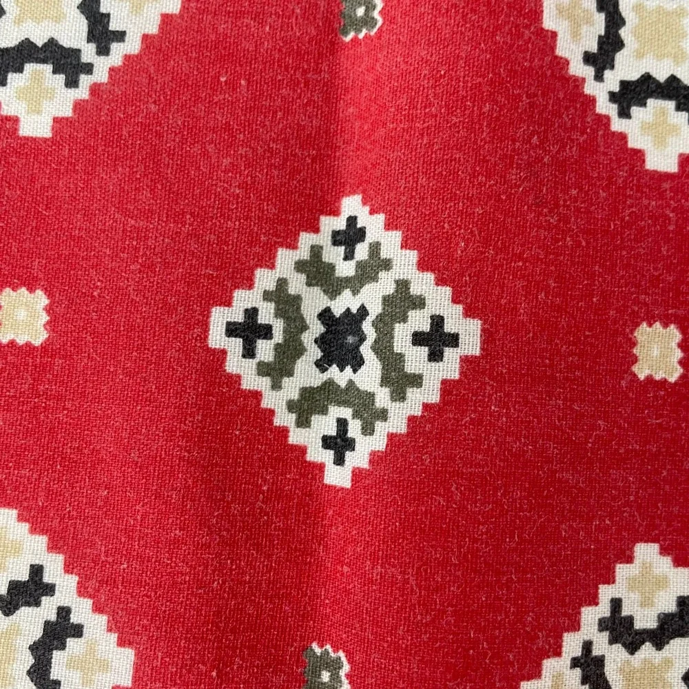 Vintage Southwestern Bandana Square Scarf Unisex Men Women Cream Red Retro Red